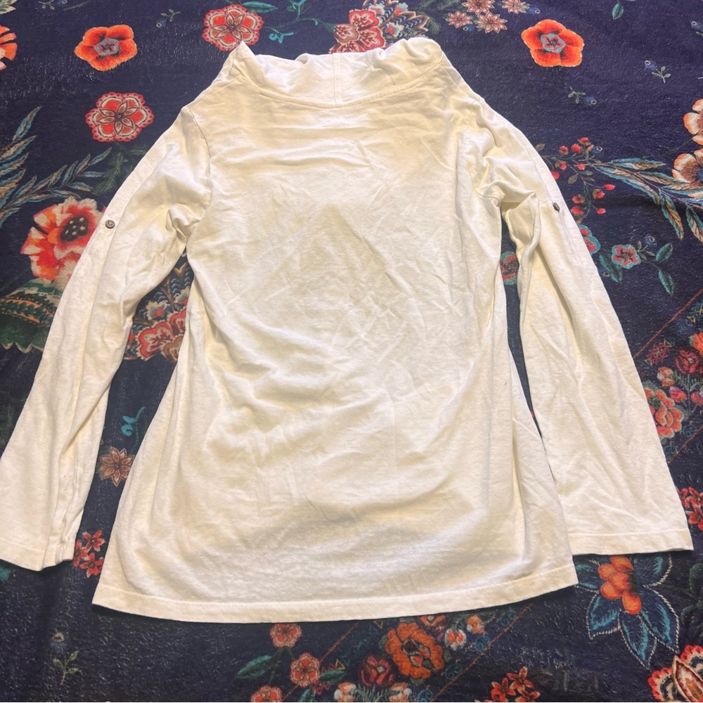Royal Robbins White Relaxed Long Sleeve cowl neck hemp and cotton blend - Picture 4 of 6